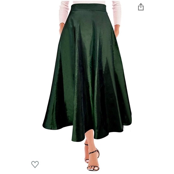 Dresses & Skirts - green high waisted midi / full a-line skirt